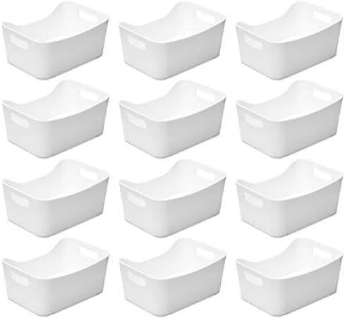 YBM HOME Storage Bins - Open Plastic Organizers and Storage Basket for Kitchen Pantry Organization, Under Sink Bathroom Storage, Toy Baskets, Food Storage Box Containers (Small - 12 Pack, White) by YBMHome