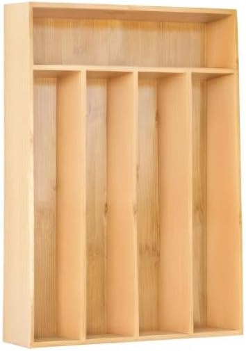 Besilord Silverware Organizer Kitchen Drawer Organizer Utensil Organizer Bamboo Silverware Holder Cutlery Organizer in Drawer Flatware Organizer Tray(5 slots, Natural - Image 7