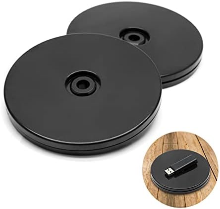 Jersvims 4 Inch Acrylic Cabinet Turntable Platter, Black, 2Pcs | Round Rotating Plate, For Kitchen Pantry Cabinet Desk Rack, Spice Cake Cookie Decorating by Jersvimc