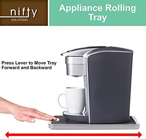 Nifty Medium Appliance Rolling Tray - Silver, Home Kitchen Counter Organizer, Integrated Rolling System, Non-Slip Pad Top for Coffee Maker, Stand Mixer, Blender, Toaster - Image 4