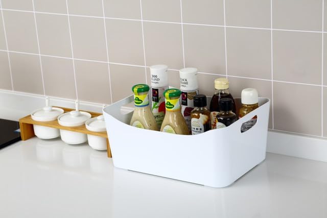 YBM HOME Storage Bins - Open Plastic Organizers and Storage Basket for Kitchen Pantry Organization, Under Sink Bathroom Storage, Toy Baskets, Food Storage Box Containers (Small - White) - Image 2