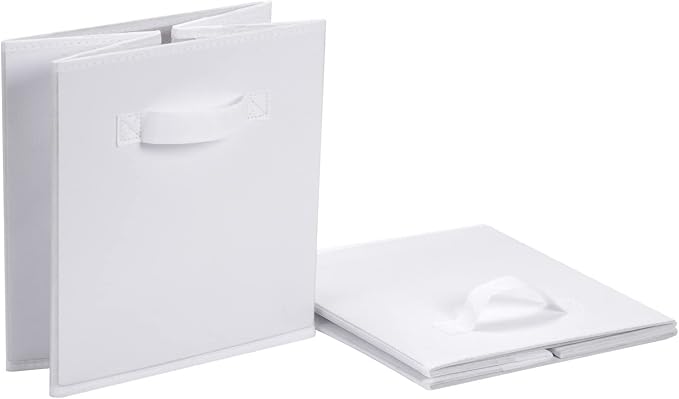 Amazon Basics Collapsible Fabric Storage Cubes Organizer with Handles,Sturdy,White,10.5-x-10.5-x-11-inch,6 Count (Pack of 5) - Image 4