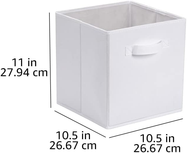 Amazon Basics Collapsible Fabric Storage Cubes Organizer with Handles,Sturdy,White,10.5-x-10.5-x-11-inch,6 Count (Pack of 5) - Image 6