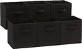 Amazon Basics Collapsible Fabric Storage Bins Organizer with Handles, Sturdy, Foldable, 10.5" x 10.5" x 11", Black, 6 Count (Pack of 5) by AmazonBasics
