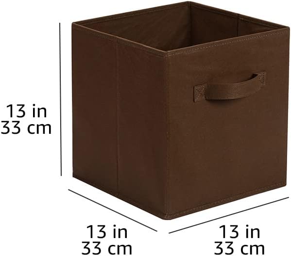 Amazon Basics Collapsible Fabric Storage Bins with Handles, Cube Organizer for Home Organization, 13" x 13" x 13", Brown, 6-Pack - Image 5