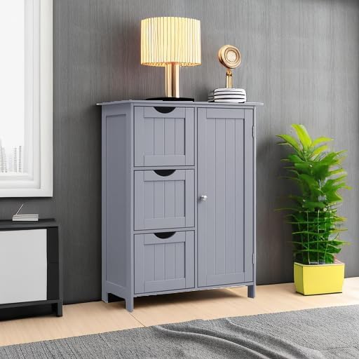 VASAGLE Floor Storage Cabinet, Freestanding Storage Unit with 3 Drawers, 1 Adjustable Shelf, for Bathroom Living Room Dining Kitchen, 11.8 x 23.6 x 31.5 Inches, Dove Gray UBBC049G02 - Image 5