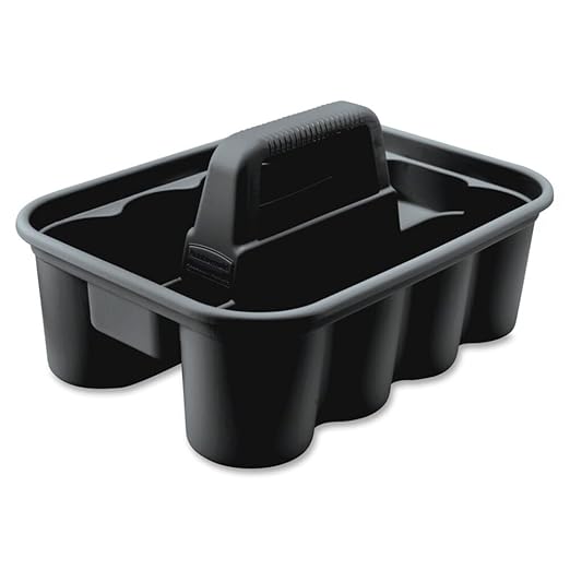 Rubbermaid Commercial Products Deluxe Carry Caddy, Black, Cleaning Storage for Wipes/Spray Bottles/Brushes/Dustpans/Gloves, Pack of 6 by RubbermaidCommercialProducts