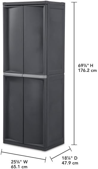 Sterilite 4 Shelf Cabinet, Durable Plastic Storage Solution, Gray, 1 Pack | Adjustable Shelves - Plastic Shelving Unit for Organizing Garage, Pantry, Basement, Laundry Room or Mudroom - Image 3