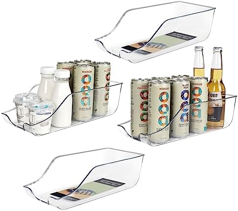 Refrigerator Organizer Bins Set of 4, Pantry Storage, Can Dispenser for Kitchen Cabinet or Counter-top, Fridge Beverage Holder, Clear by Cleanthewayyouwant