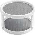 2 Tier Non Skid Spice Rack Turntable, 10 Inch Spinning Organizer, Non Skid Lazy Susan Turntable, 360° Rotating Seasoning Organizer for Kitchen, Pantry Cabinet, Refrigerator, Bathroom, Gray & White by Himilucky