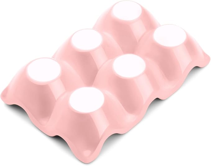 Flexzion Porcelain Egg Crate - 6-Egg Capacity Ceramic Egg Tray, Half Dozen Egg Holder for Fridge, Countertop Display - Pink Decorative Serving Dish and Storage Organizer, 2 Pack - Image 8