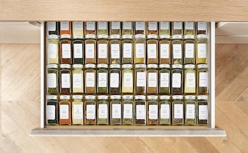 Spice Drawer Organzier,4 Tiers Bamboo Spice Rack Tray Insert for Cabinet Drawer Countertop, Kitchen Seasoning Storage Drawer Organization,14.57" Wide x 15.8" Deep （Hold UP To 32 Jars - Image 6