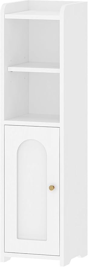 Hzuaneri Bathroom Storage Cabinet, Narrow Toilet Paper Cabinets with Doors | Small Corner Floor Cabinet with Doors and Adjustable Shelf, Bathroom Organizer for Small Spaces, White BC19703X - Image 8