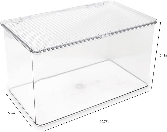 Isaac Jacobs Large Stackable Organizer Bin (10.75” x 6.5” x 6.1”) | With Hinged Lid, Clear Storage Box Home Office School Fridge Bathroom Kitchen Pantry Container BPAFree Food Safe - Image 3