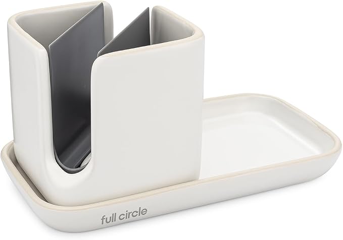 Full Circle Sinkside Ceramic Cleaning Station, Dishwasher Safe, White by Unknown