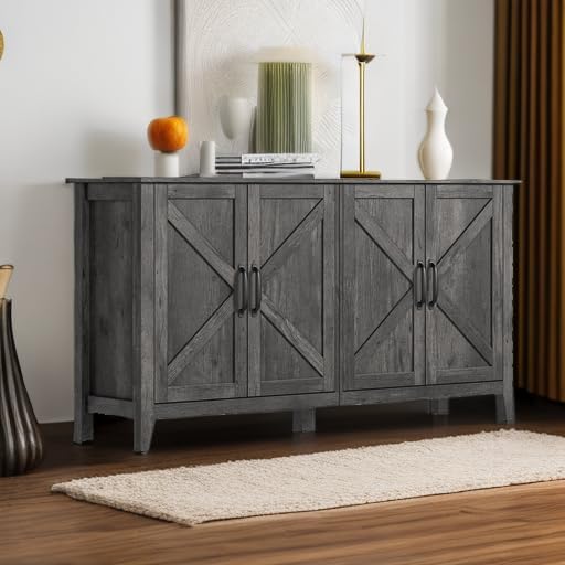 VASAGLE Buffet Cabinet, Coffee Bar, Adjustable Shelf | Sideboard Storage with Cable Hole, Antique Charcoal, LIRY Collection ULSC381T04 - Image 6