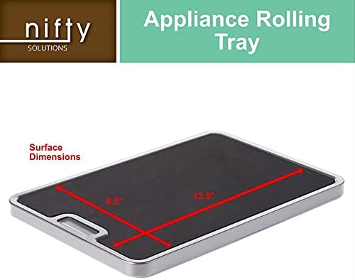 Nifty Medium Appliance Rolling Tray - Silver, Home Kitchen Counter Organizer, Integrated Rolling System, Non-Slip Pad Top for Coffee Maker, Stand Mixer, Blender, Toaster - Image 6