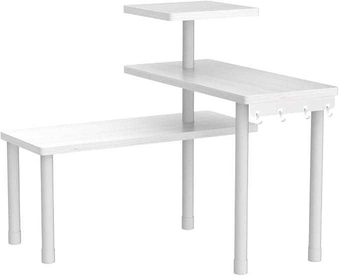 JayRex 3-Tier Bathroom Countertop Corner Shelf Organizer, White | Space-saving corner design organizes spices, skincare and toiletries on kitchen and bathroom counters. - Image 5