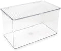Isaac Jacobs Large Stackable Organizer Bin (10.75” x 6.5” x 6.1”) | With Hinged Lid, Clear Storage Box Home Office School Fridge Bathroom Kitchen Pantry Container BPAFree Food Safe by IsaacJacobs