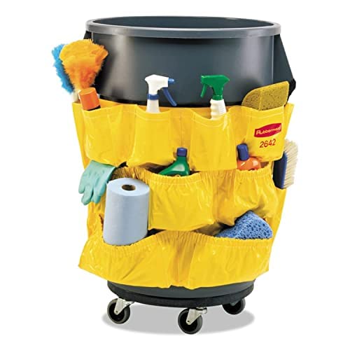 Rubbermaid Commercial Products Supply Organizing Caddy for Brute Trash Cans Yellow Tool Organizer Storage for Spray Bottles/Paper Towels/Gloves/Scrub Brush 1 Count - Image 2