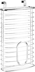 mDesign Steel Hanging Cabinet Storage Organizer Holder for Kitchen, Pantry - Holds Plastic, Sandwich, Garbage, Grocery and Trash Bags; Wrap, Foil, Pack - Spira Collection - Chrome by mDesign
