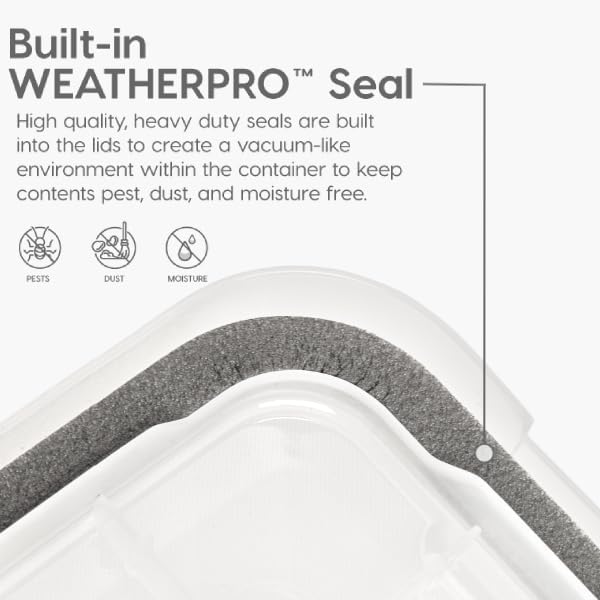 IRIS USA 4-Pack 41 Qt Storage Bins with Gasket Lids, Clear/Black | WeatherPro seal helps protect bulky items for moving, garage, attic and basement storage - Image 4