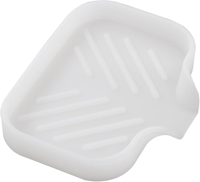 MicoYang Silicone Soap Dish with Drain Spout, Self-Draining Sink Organizer Tray for Bathroom & Kitchen, Sponges, Dispensers & Soap Holder, Non-Slip & Dishwasher Safe, Translucent (Compact, 4.9"×3.2") by MicoYang
