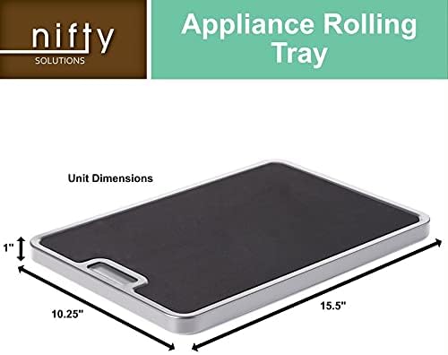 Nifty Medium Appliance Rolling Tray - Silver, Home Kitchen Counter Organizer, Integrated Rolling System, Non-Slip Pad Top for Coffee Maker, Stand Mixer, Blender, Toaster - Image 5