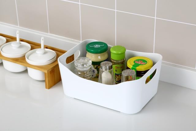 YBM HOME Storage Bins - Open Plastic Organizers and Storage Basket for Kitchen Pantry Organization, Under Sink Bathroom Storage, Toy Baskets, Food Storage Box Containers (Small - White) - Image 3