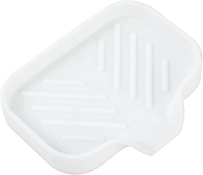 MicoYang Silicone Soap Dish with Drain Spout, Self-Draining Sink Organizer Tray for Bathroom and Kitchen, Sponges, Dispensers and Soap Holder, Non-Slip and Dishwasher Safe, White (Compact, 4.9"×3.2") by MicoYang