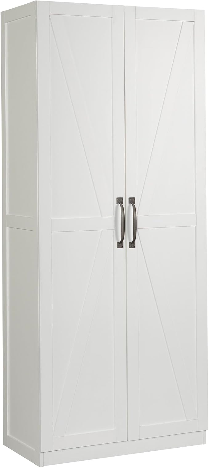 Sauder HomePlus Farmhouse Multipurpose Storage Cabinet Tall Pantry with Adjustable Shelves, in White Finish by SAUDER%C2%AE
