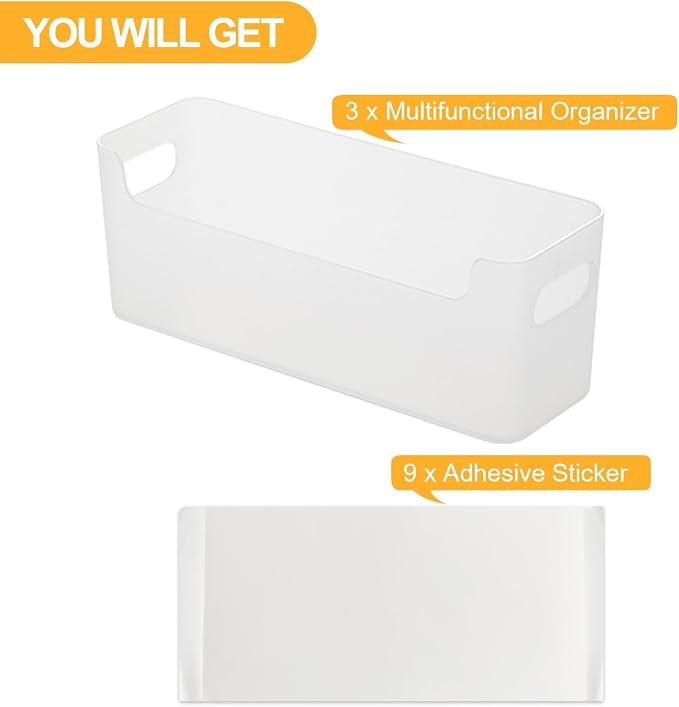 3 Pcs Kitchen Cabinet Door Organizer, Adhesive Mount Inside Cabinet Door Storage, Under Sink Storage Shelf for Kitchen,Bathroom,Office (Transparent) - Image 7