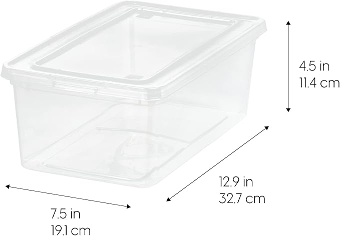 IRIS USA 12-Pack Storage Bins with Lids, 6 Quart - Crystal Clear, Shoe Boxes Stackable Containers Organize Shoes Closet Shelves, Teacher Tools Classroom Organization, Game - BPA-Free Plastic - Image 2