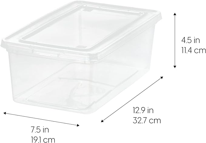 IRIS USA 6-Pack 6 Qt Storage Bins with Lids, Clear, Stackable | Ideal for shoes, crafts, office supplies and pantry items, nestable design, transparent design makes contents easy to find - Image 2