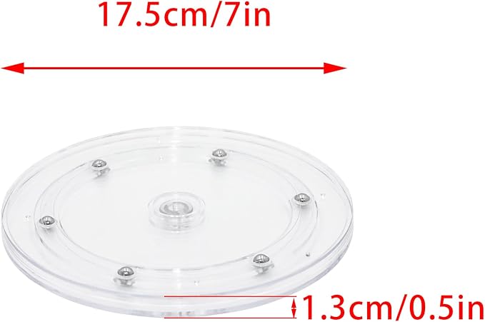 2Pcs Clear Acrylic Lazy Susan 7 Inch Turntable Organizer Bearings | Mini Lazy Susan, Small Lazy Susan Turntable, 360° Rotating Swivel Plate for Spice Rack, Cosmetic, Cake, Pantry, DIY Display - Image 2