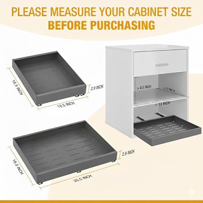 Expandable Pull Out Drawers for Cabinets(Gray) : Kitchen and Pantry Organizer, Sliding Cabinet Organizer with Adhesive, Under Sink and Pots Storage, Depth 16.5". expandable pull out cabinet organizer - Image 2