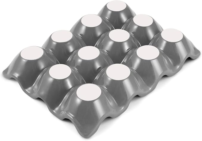 Flexzion 12 Cups Ceramic Egg Holder for Fridge - Dozen Ceramic Egg Tray Porcelain Container Storage Organizer Decorative Serving Stand Serveware for Refrigerator Countertop Display (Gray) - Image 8