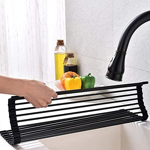 Ahyuan Large Roll up Dish Drying Rack Foldable Dish Rack Over Sink Dish Drainer Roll-up Sink Drying Rack Full Silicone Coated Stainless Still Dish Drying Rack (Matte Black, 20.5''X13.13'') - Image 3