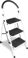 Jack Boss 3 Step Ladder, Folding Lightweight Step Stool with Wide Anti-Slip Pedal for Home, Office, Kitchen and Garage, Service Height 27.2 inch, 400 lbs Capacity by JACKBOSS