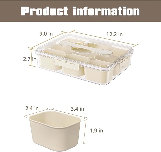 SILIVO Snackle Box Container - 9 Compartment Portable Divided Serving Tray with Lid and Handle,Clear Snack Organizer for Candy, Fruits, Nuts, Snacks - Perfect for Party, Travel and Entertaining - Image 3