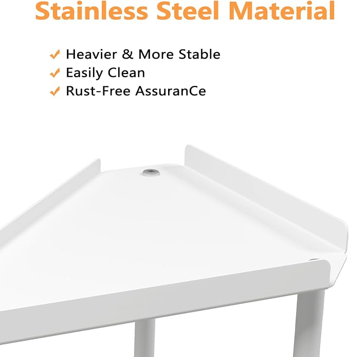 FLE Corner Bathroom Counter Organizer, Bathroom Organizer Countertop White | 2 Tier Corner Shelf, Tabletop Mount,Waterproof Solid Shelf Fits Bathroom Toiletries and Kitchen Condiment Storage - Image 4