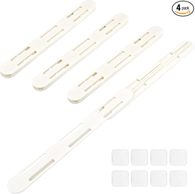 LELE LIFE Adhesive Pull Out Cabinet Drawer Sliders, Drawer Bin Organizer Sliding Rails Guides, No Drill DIY Basket Slides Bottom Mount for Shelf (4 Pack) by LELE+LIFE