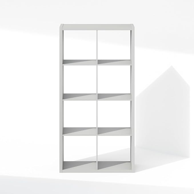 Furinno Simple 8-Cube Storage Organizer, Extra Thick Frame, Pale Grey | Vertical/Horizontal, Open Back, Display Shelf, Shelving Unit, Storage Shelves, for Organization, Living Room, Home Office - Image 9