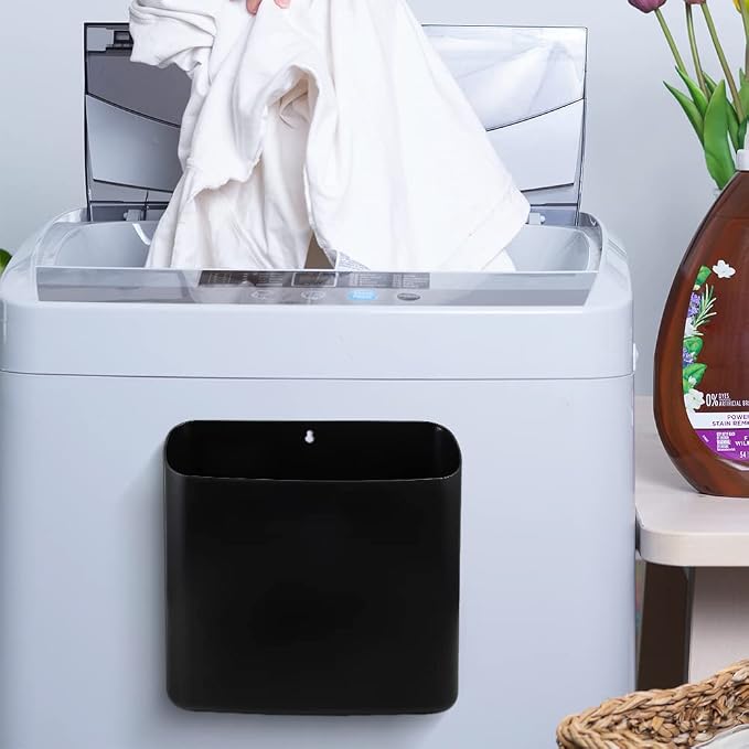 Picowe Magnetic Laundry Storage, Large Lint Holder Bin for Laundry Room, Space-Saving Trash Container Hanging on Dryer, Washer or Wall Mount Trash Bin (Black) - Image 3