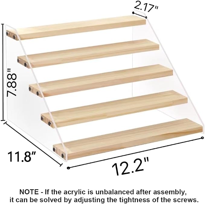 VAEHOLD Spice Rack Organizer for Cabinet & Countertop - Seasoning Organizer Spice Shelf - Space Saving Wooden Display Risers Shelf Showcase Fixtures Jewelry (5 Tier) - Image 3
