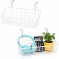LeleCAT White Basket with hook Grid Storage Basket,Hang it behind a door or on a railing,Over the Cabinet Door,2 Pack by HomeSpaceStorageBasket