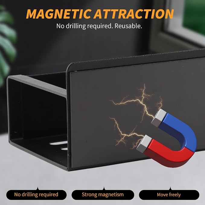2 Pcs Magnetic Spray Can Holder,with 4 Pcs Small Hooks Wall-Mounted Spray Bottle Rack Paint Bottle Can Organizer for Garage Home Workspace - Image 4