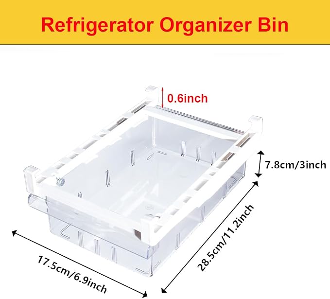 2Pcs Refrigerator Organizer Bins Refrigerator Drawer Fridge Organizers | 2Packs Refrigerator Organizer Fridge Egg Drawer, Pull-out Fridge Storage Box Refrigerator Egg Drawer - Image 2