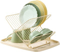 Folding Dish Drying Rack with Drip Tray with Drip Tray, 2 Tiers | Collapsible Dish Drainer, Large Capacity, Adjustable Expandable Wire Construction, For Kitchen Counter Easy Assembly, Cream by XINGXIUSIS