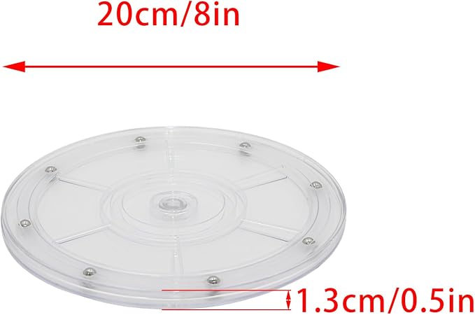 1Pcs Clear Acrylic Lazy Susan 8 Inch Turntable Organizer Bearings | Mini Lazy Susan, Small Lazy Susan Turntable, 360° Rotating Swivel Plate for Spice Rack, Cosmetic, Cake, Pantry, DIY Display - Image 2